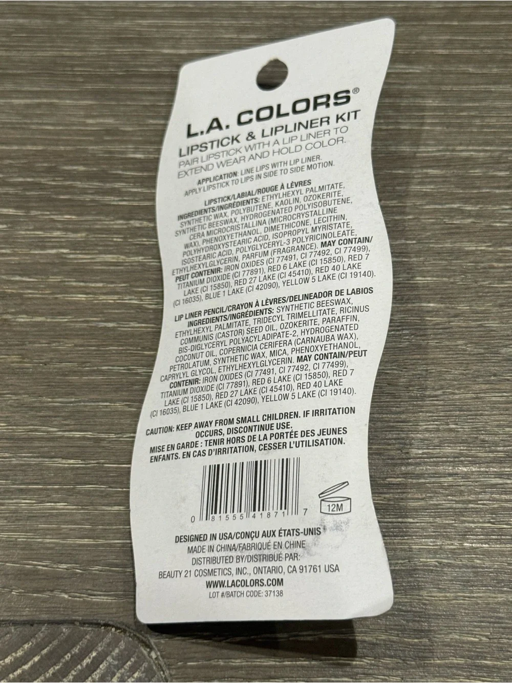 NWT L.A. Colors Beautifully Bewitched Lipstick & Lip Liner Damsel Deep Red